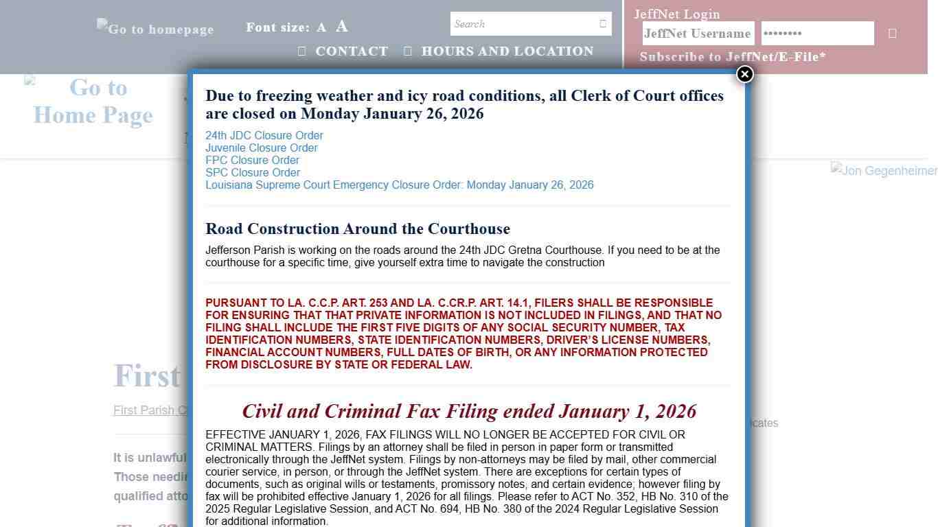 First Parish Court « Jefferson Parish Clerk of Court